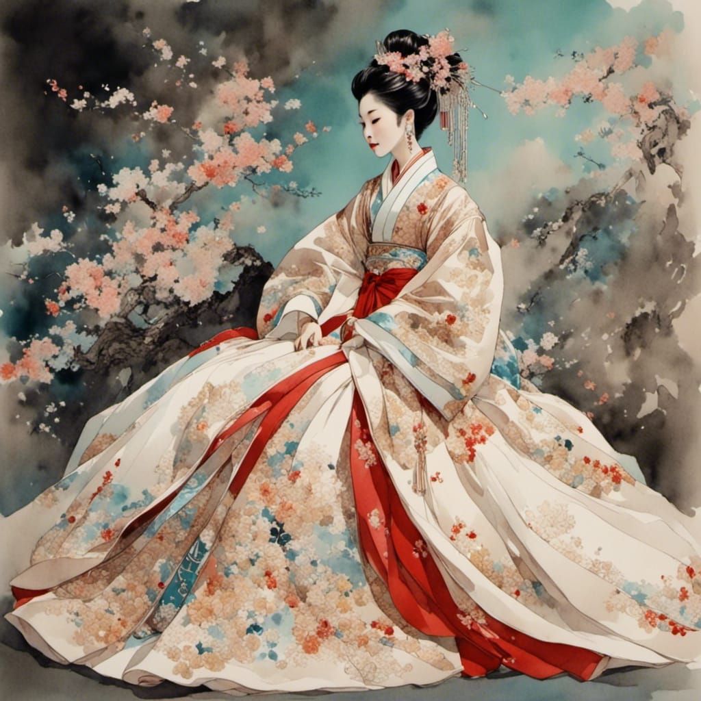 Japanese Bride in 18th Century Wedding Dress