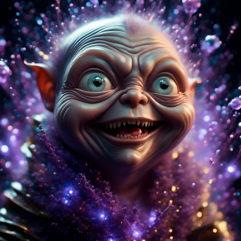 Glowing Kitten Portrait with Buggy Eyes