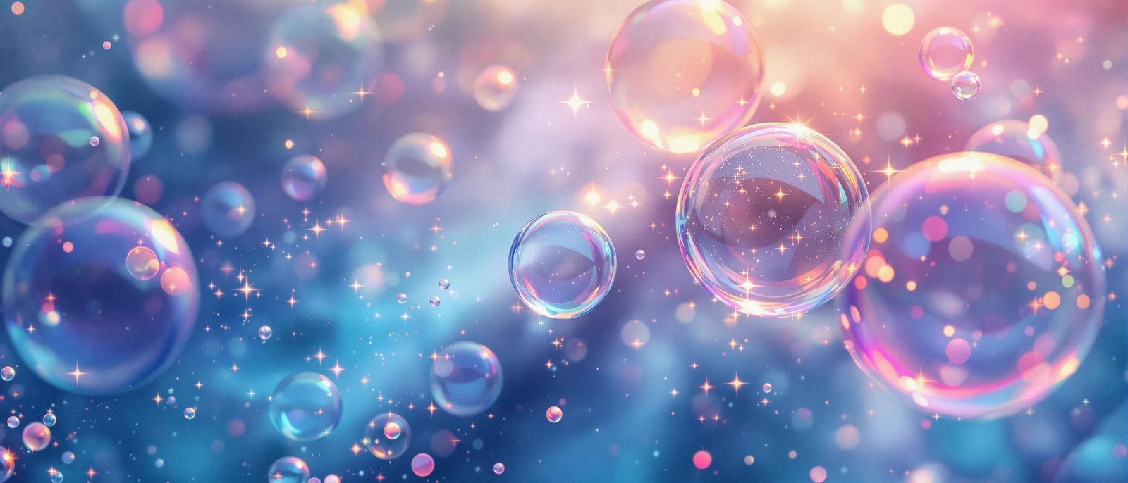 Sparkling Iridescent Bubbles in Watercolor Style