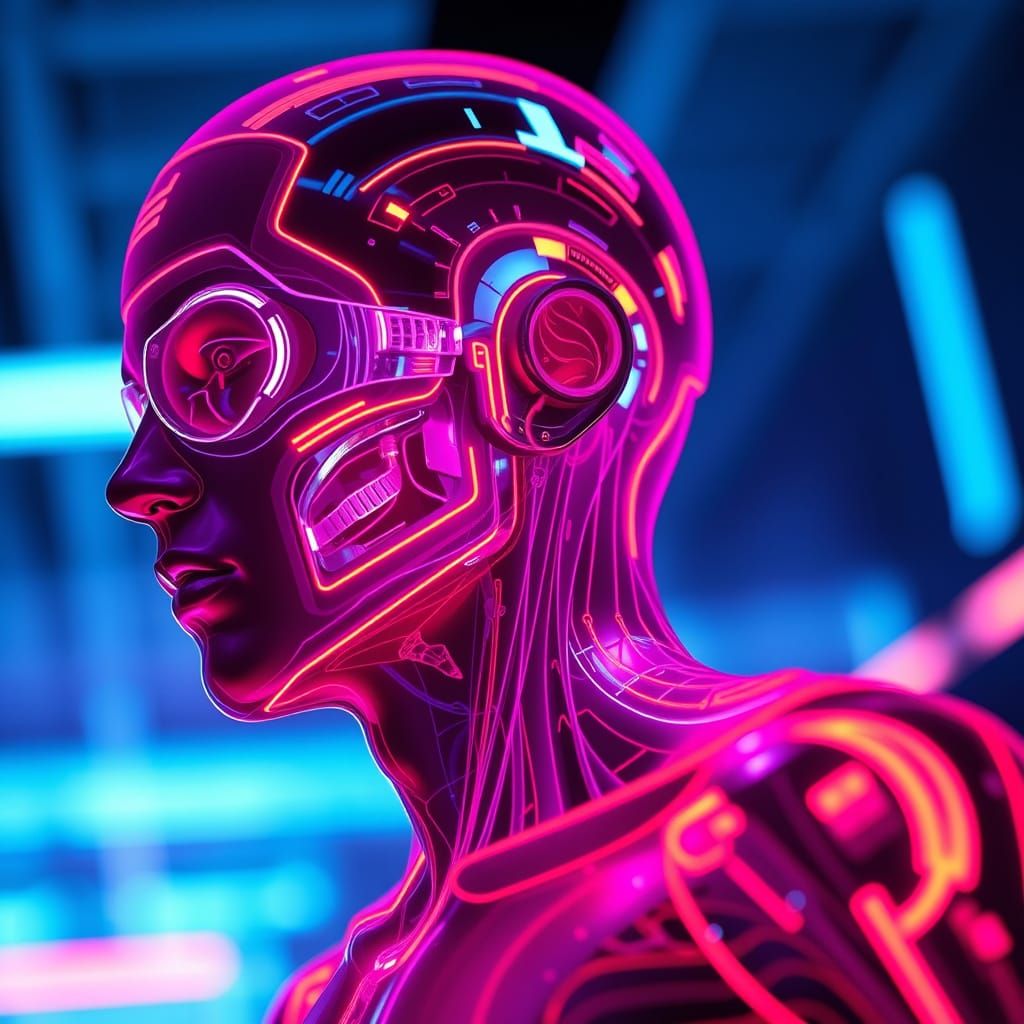 Neon Human Body X-Ray in Futuristic Style