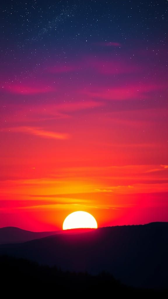 Vibrant Sunrise in Cosmic Harmony