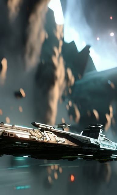 UNSC Halberd-Class Destroyer in Deep Space