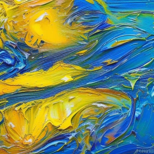Yellow Oil Splash in Expressionist Style