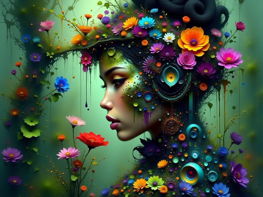 Toxic Secret Garden Portrait in Dynamic Concept Art Style