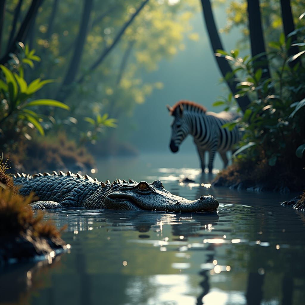 Alligator and Zebra: Predator and Prey