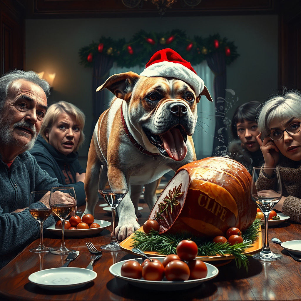 Dog Steals Christmas Ham in Shocking Dining Scene