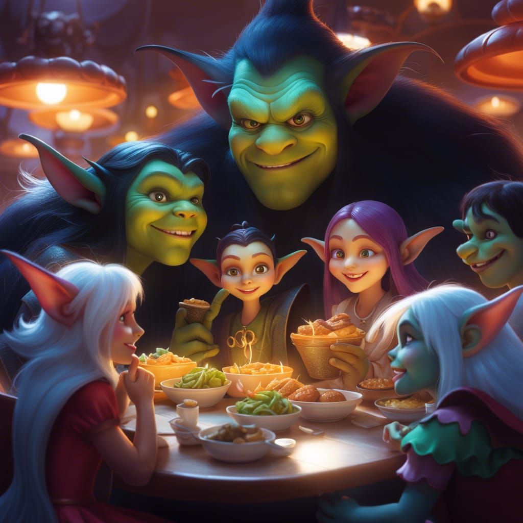 Family Dinner At Le Troll Café