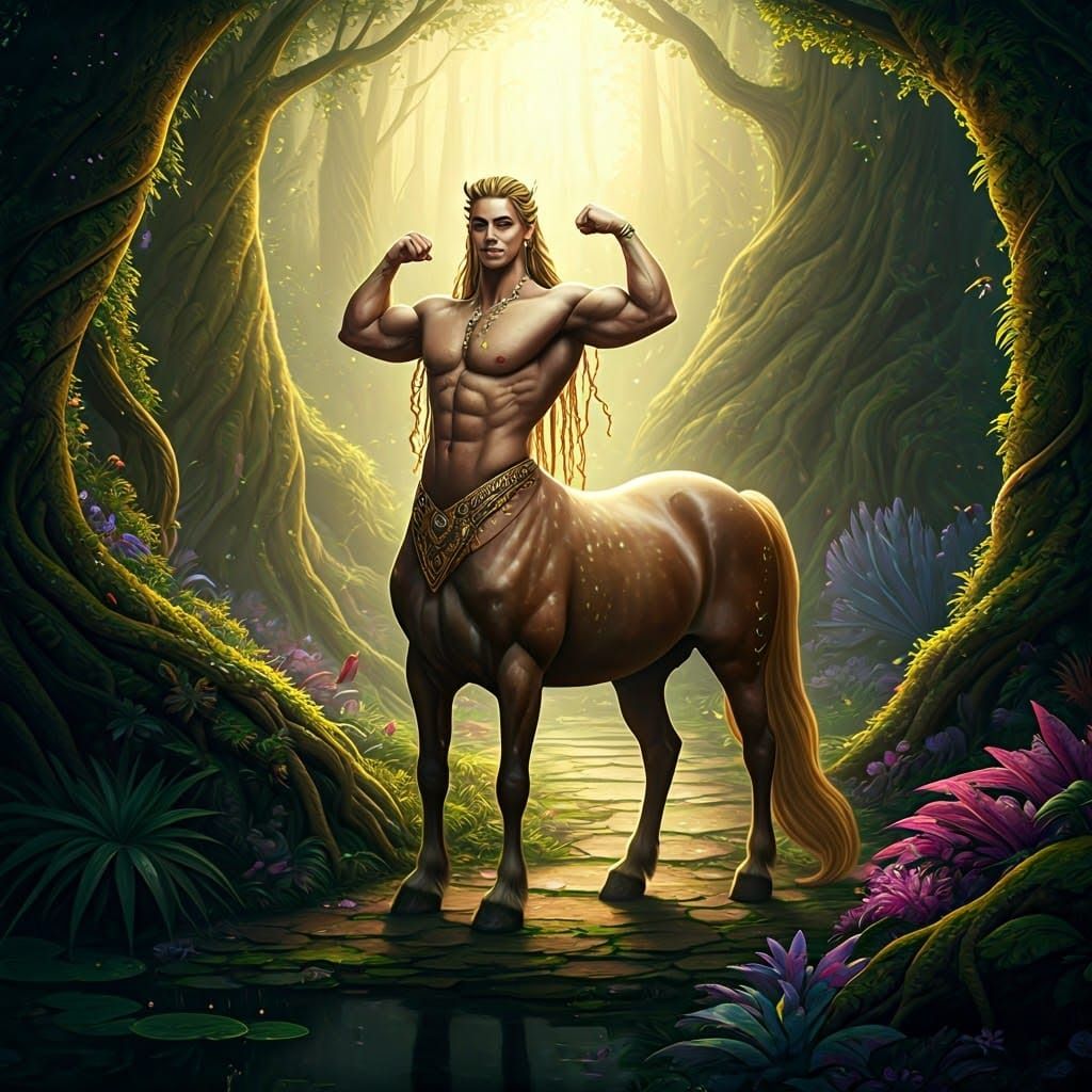 Golden-Maned Centaur in Enchanted Forest