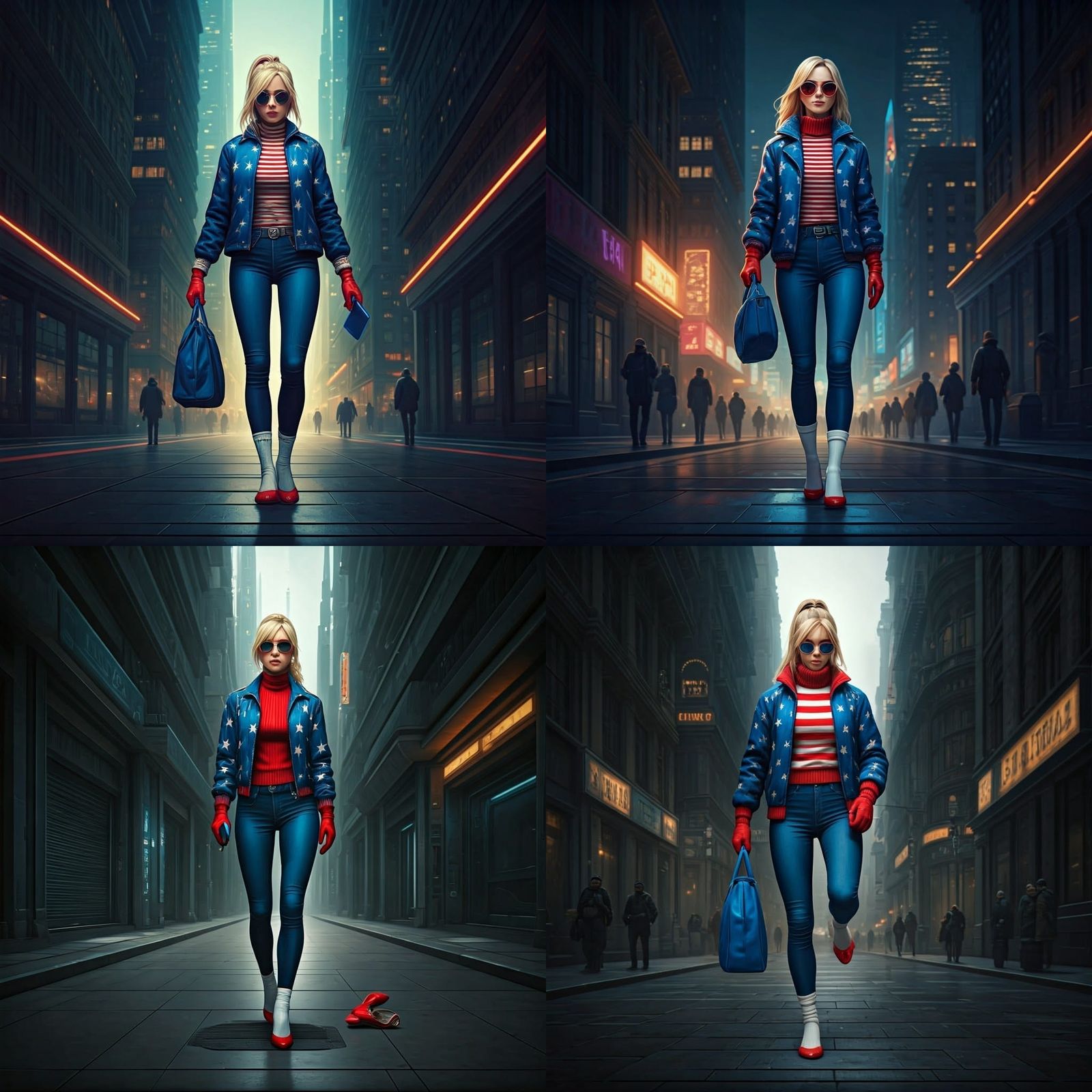 Blonde Woman Loses Shoe in Detailed Digital Painting