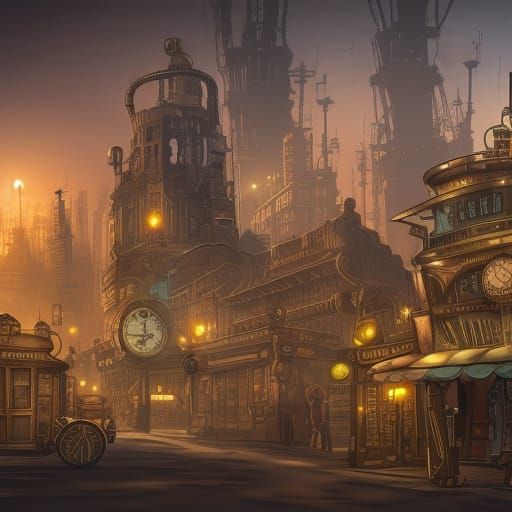Steampunk City Concept Art in 8K Resolution