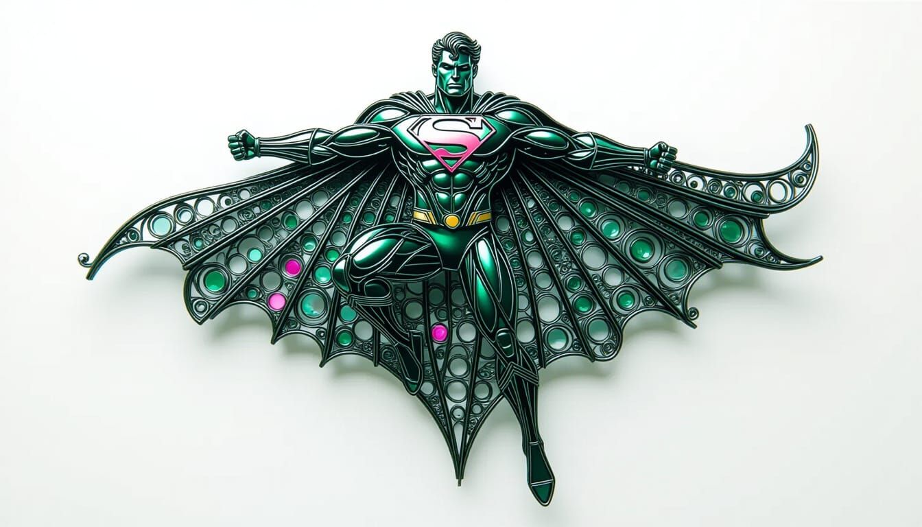Superman Wire Sculpture with Art Deco Elements