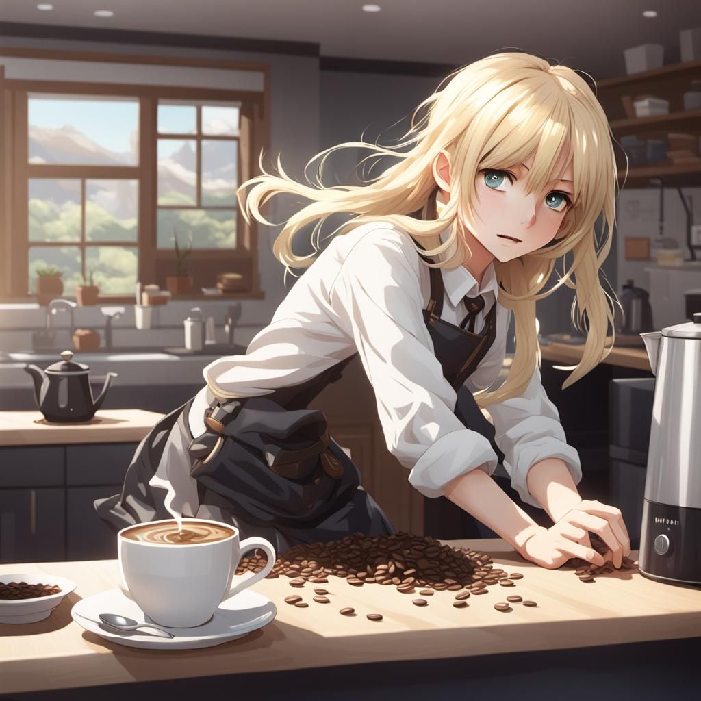 Blonde Anime Character Tripping: 3D Rendered Concept Art