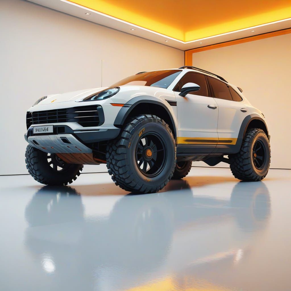 Impasto Oil Painting of a Porsche Off-Road Concept Car