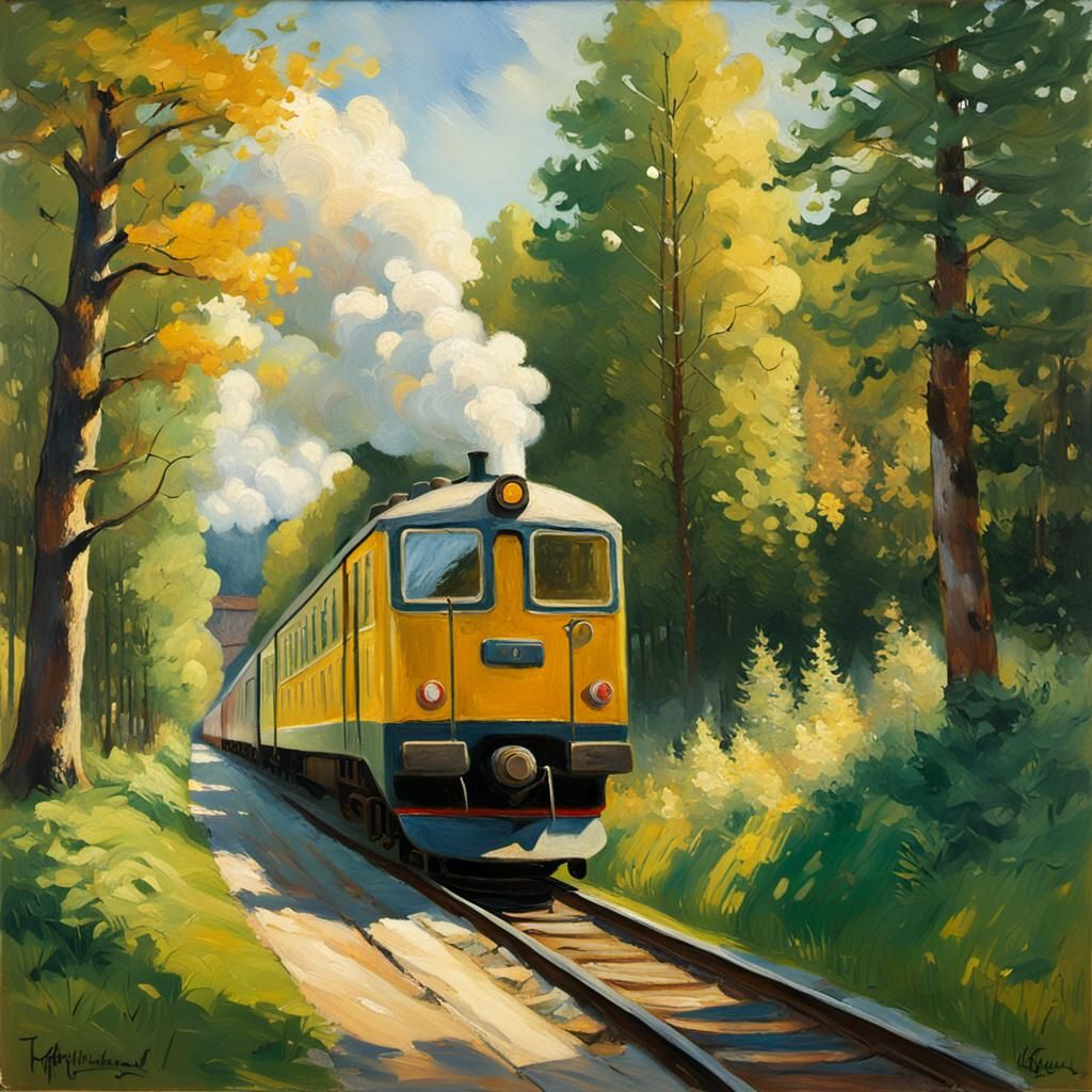 Norwegian Train in Impressionist Oil Painting