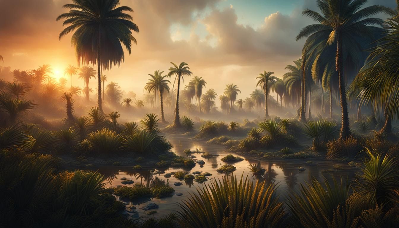 Prehistoric Swamp Horror Environment in Dusan Markovic Style