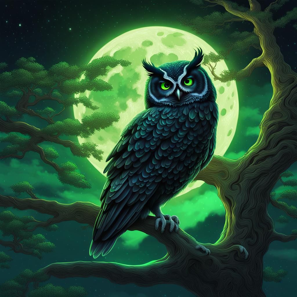 Mystic Owl in Moonlit Fantasy Art