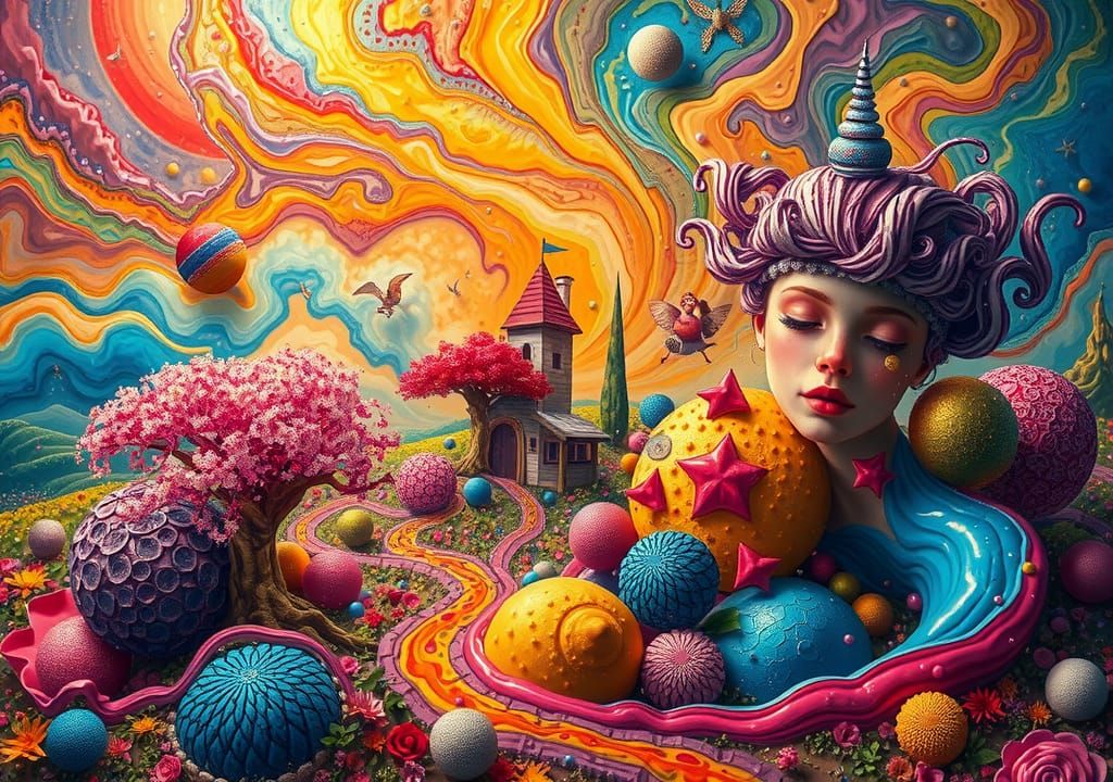 Surreal Landscape of Vibrating Colors and Magic