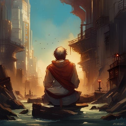 Heartwarming Father and Son Gouache Illustration