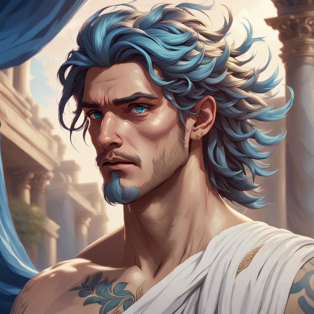 Youthful Greek God of Wind Portrait