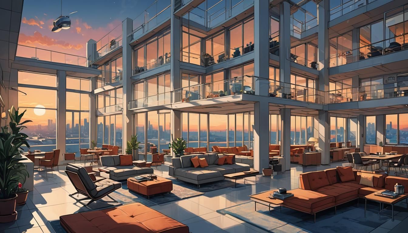 Futuristic Bauhaus Apartment with City View