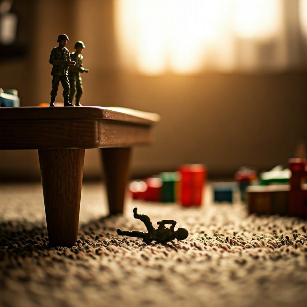 Toy Soldiers on Retro Coffee Table