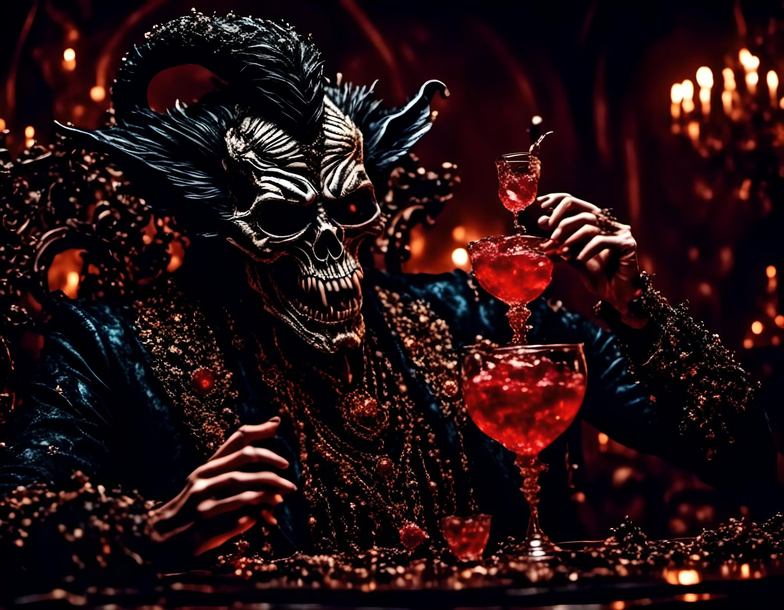 Demons Enjoying Drinks in Gullyism Style