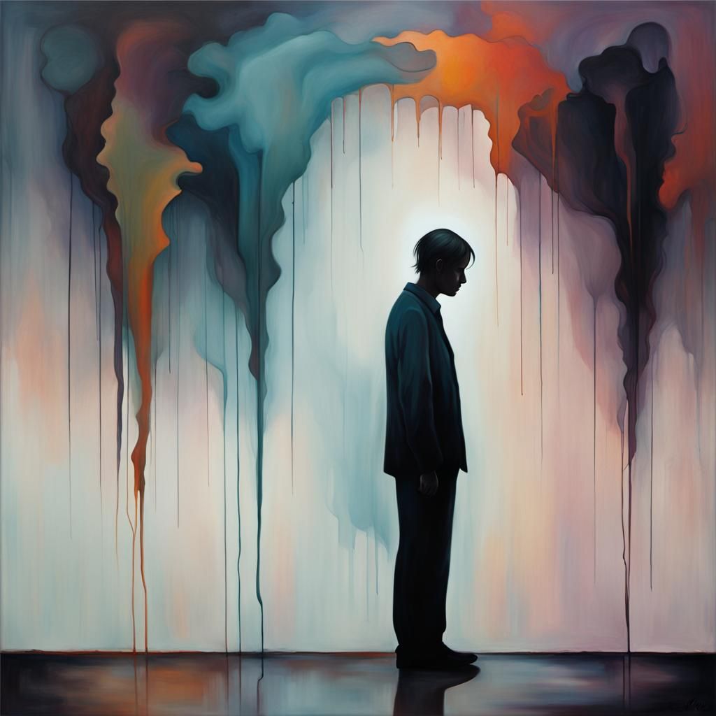 Dreamlike Silhouette in Abstract Hyperrealistic Painting