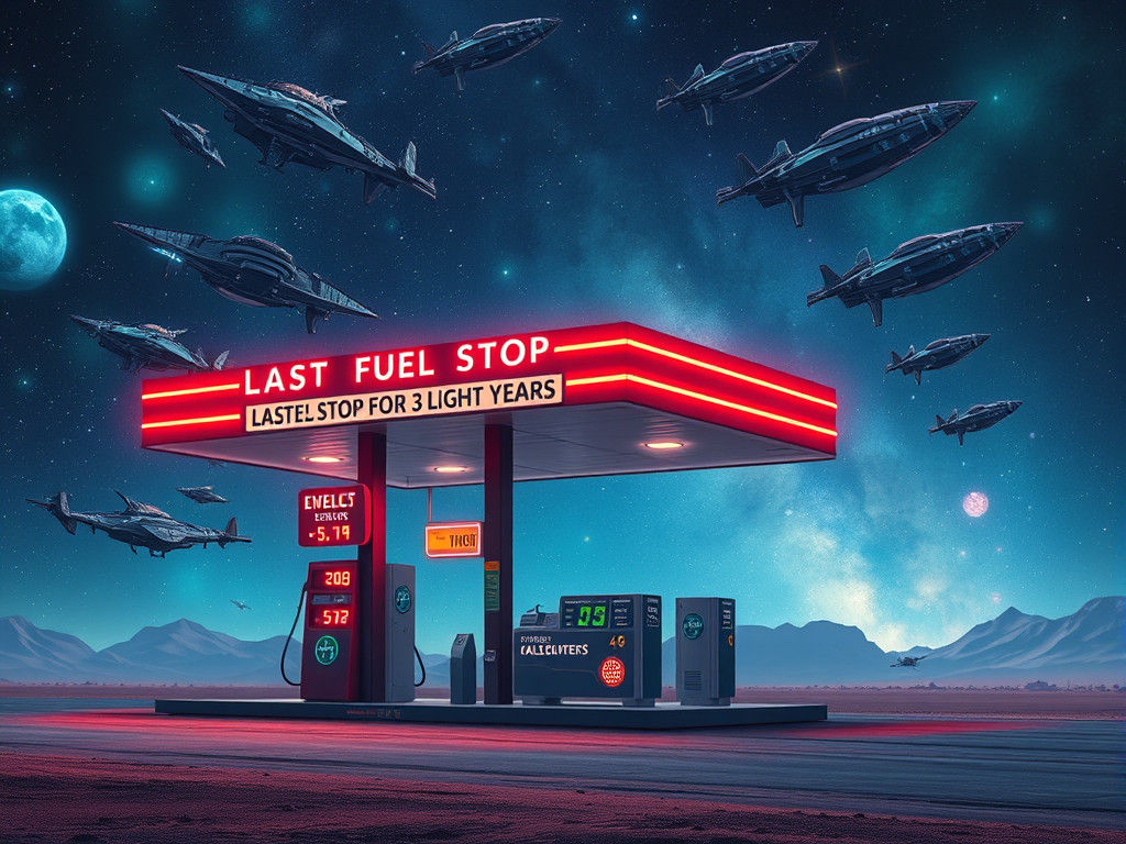 Extraterrestrial Gas Station in Nebula With Spaceships