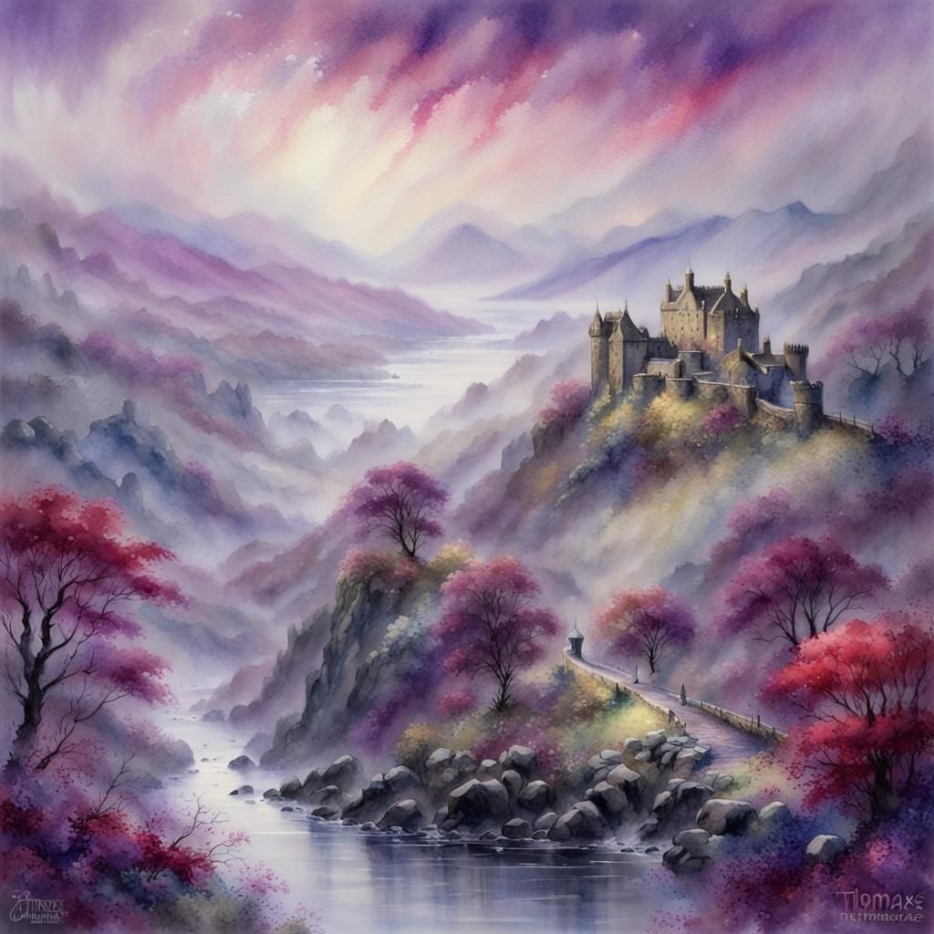 Vibrant Watercolor Edinburgh in Ethereal Style