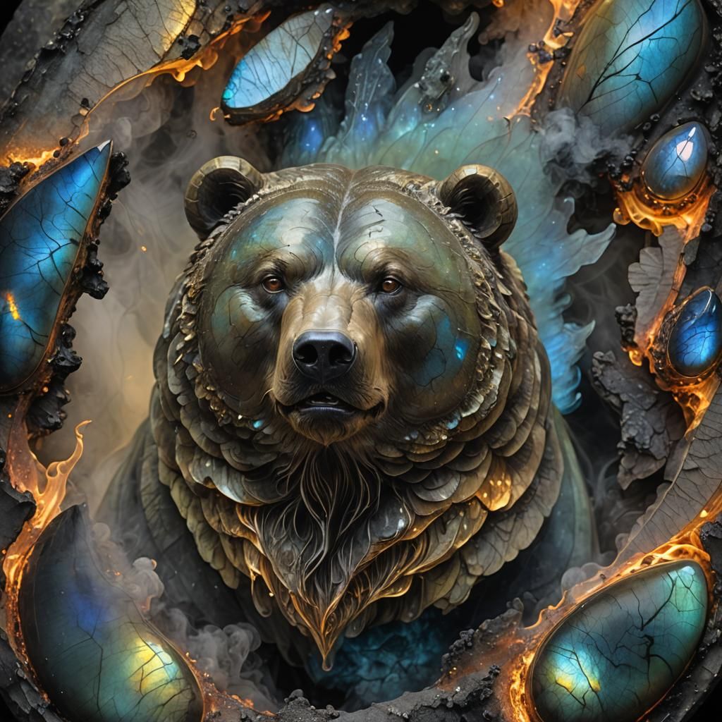 Inner-Lit Labradorite Bear Microphotograph