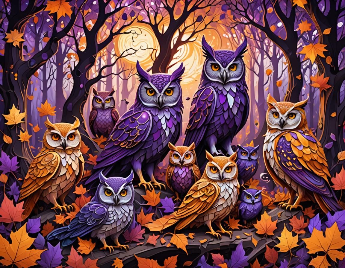 Enchanted Autumn Forest Gathering: A Whimsical Digital Art