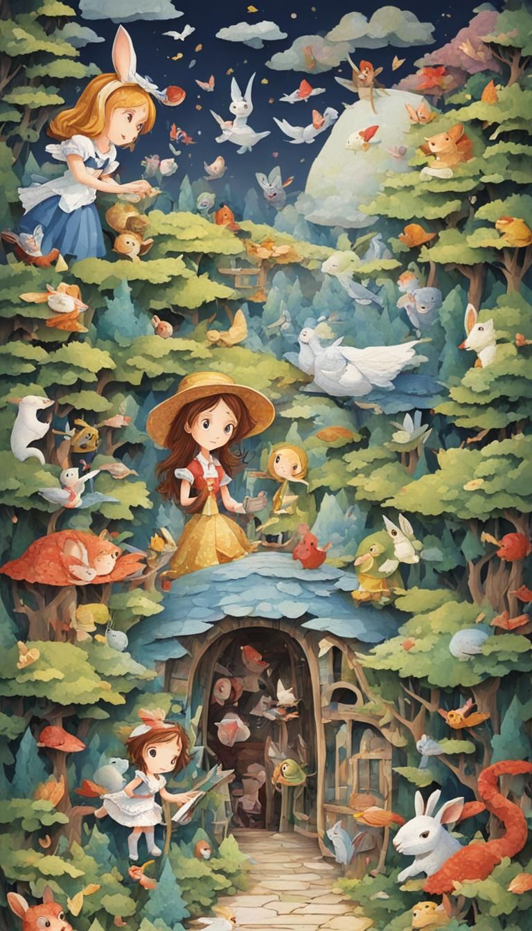 Alice in Wonderland Pop-Up Book Illustration