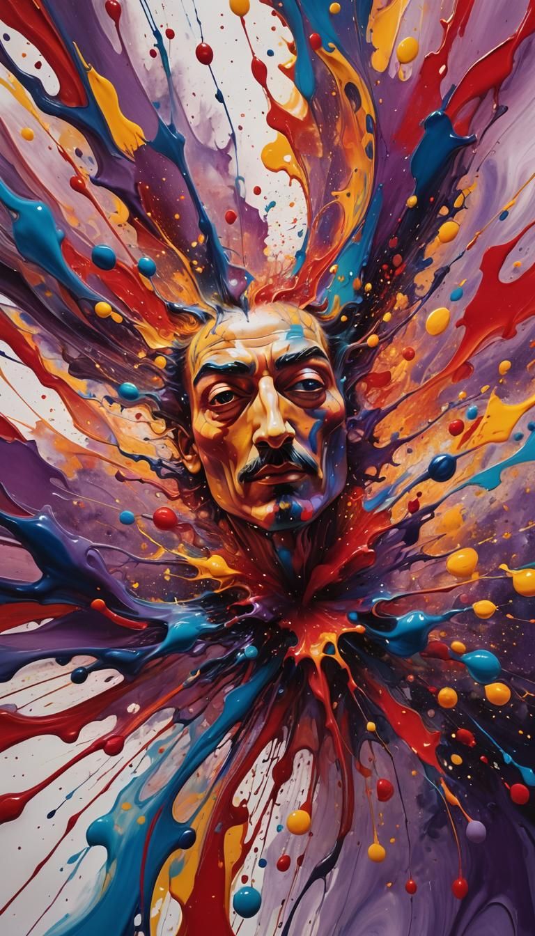 Abstract Figure Exploding with Vibrant Colors