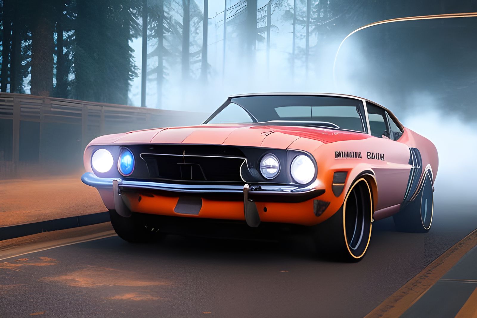 Vintage Ford Mustang in Retrofuturistic Style