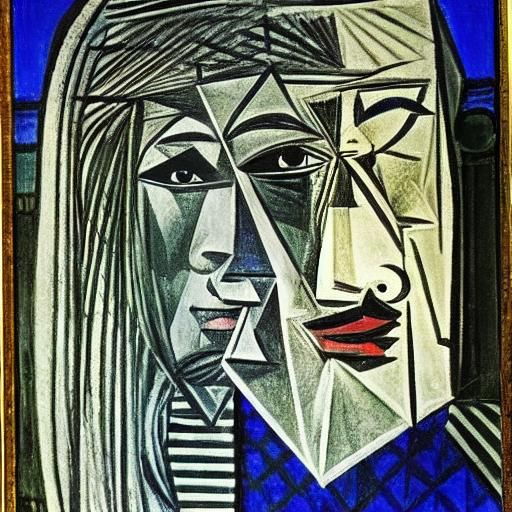 Eerie Eyes Gaze from Darkness, Cubist Style