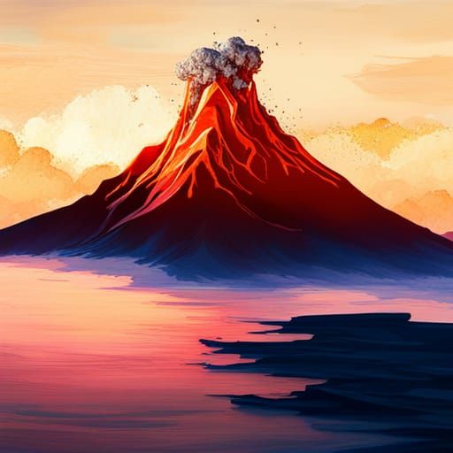 Abstract Volcanoes: Mondrian Meets Hokusai in Digital Art