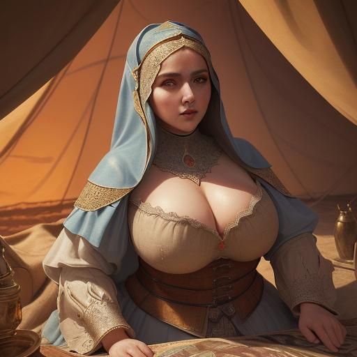 Medieval Sultan's Wife Portrait in Hyperrealistic Style