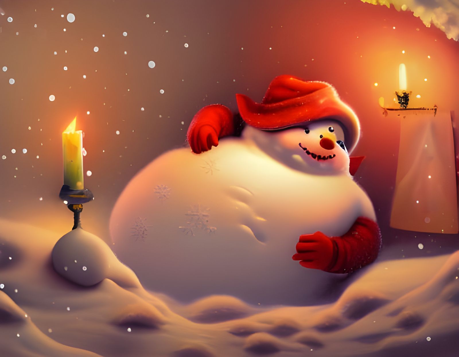 Hangover Snowman in Psychedelic Fairy Landscape