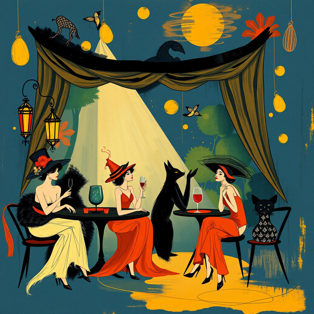 Chat Noir Cabaret in Post-Impressionist Style