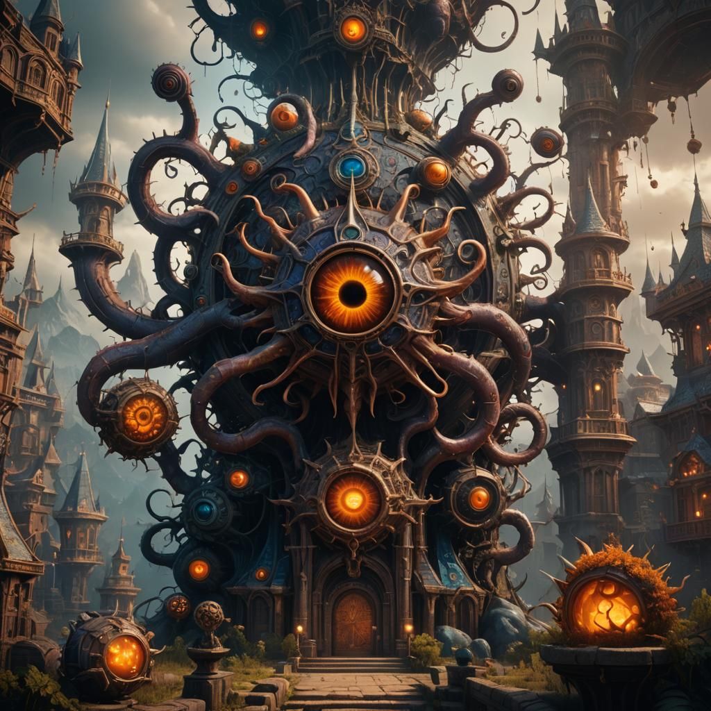 Detailed Beholder Matte Painting in Deep Color