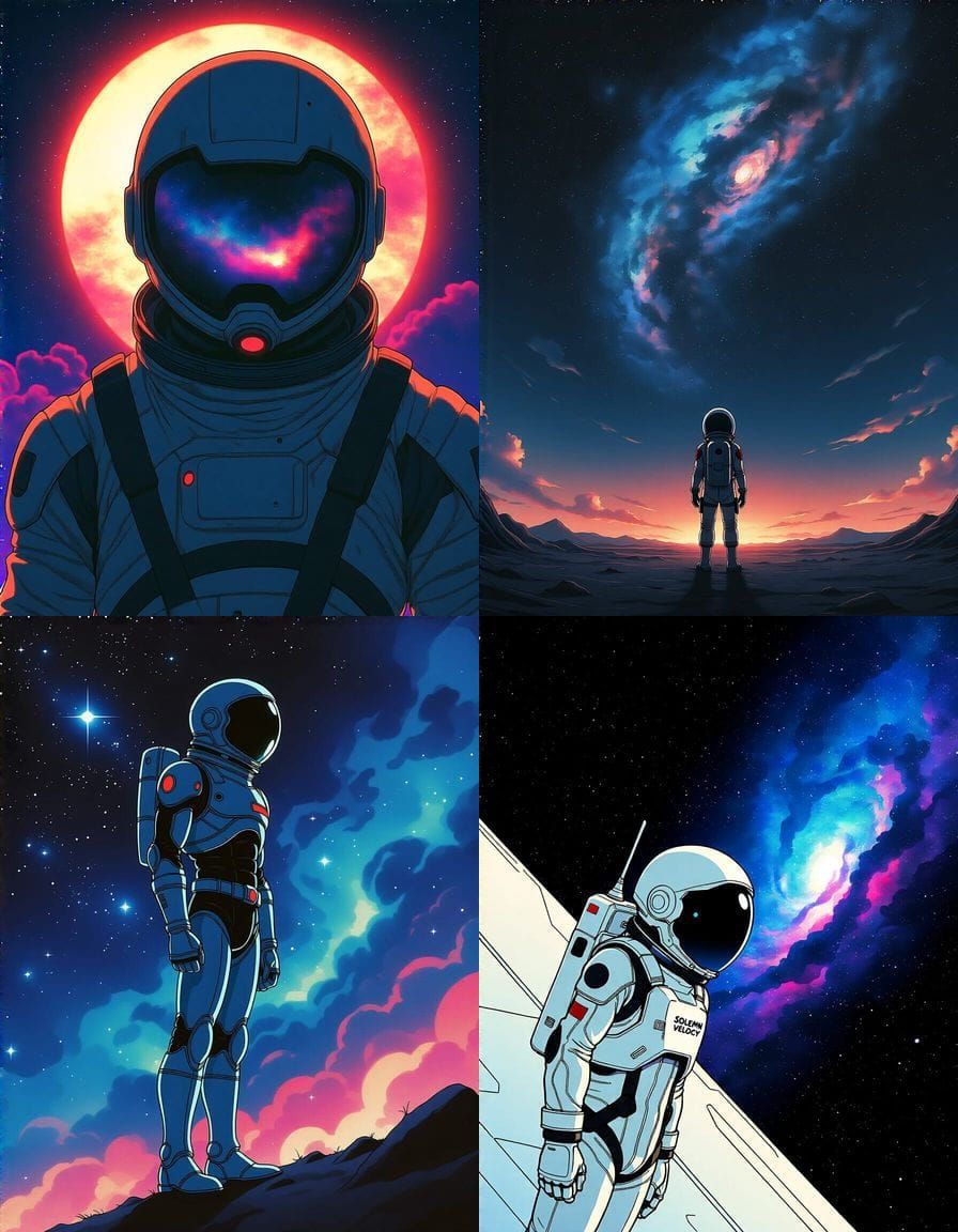 Solemn Spaceman in Anime Style