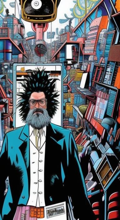 Mad Scientist in Cabu Style: Technological Progress