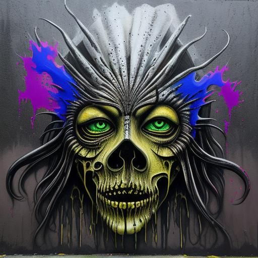 Gemini Pagan Portrait in Vibrant Street Art Style