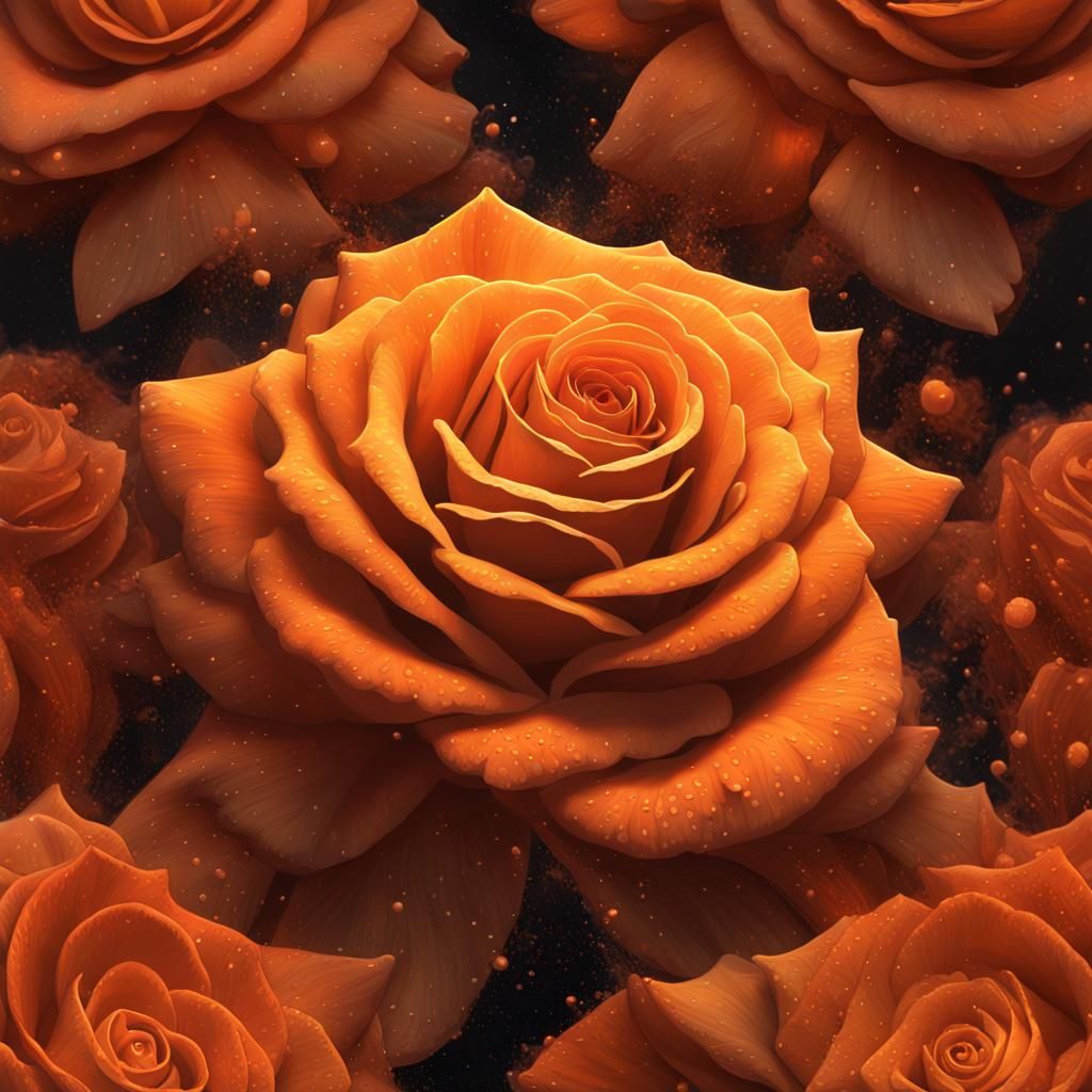 Galactic Rose: Shades of Orange, Hyperdetailed Fantasy Art