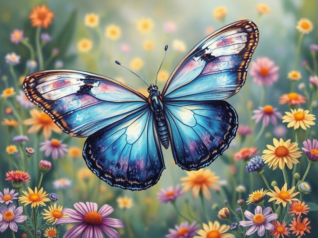 Dreamlike Butterfly in Whimsical Garden