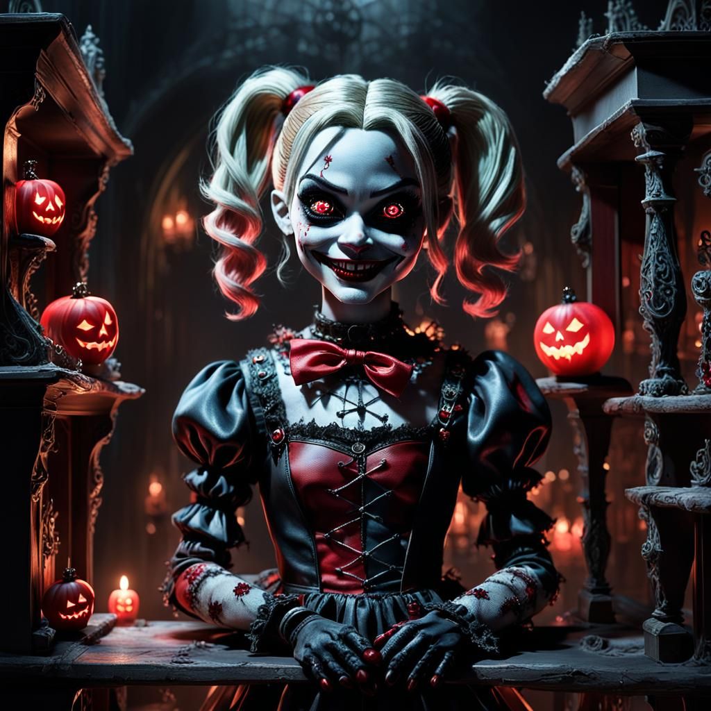 Creepy Harley Quinn Doll in Haunted House