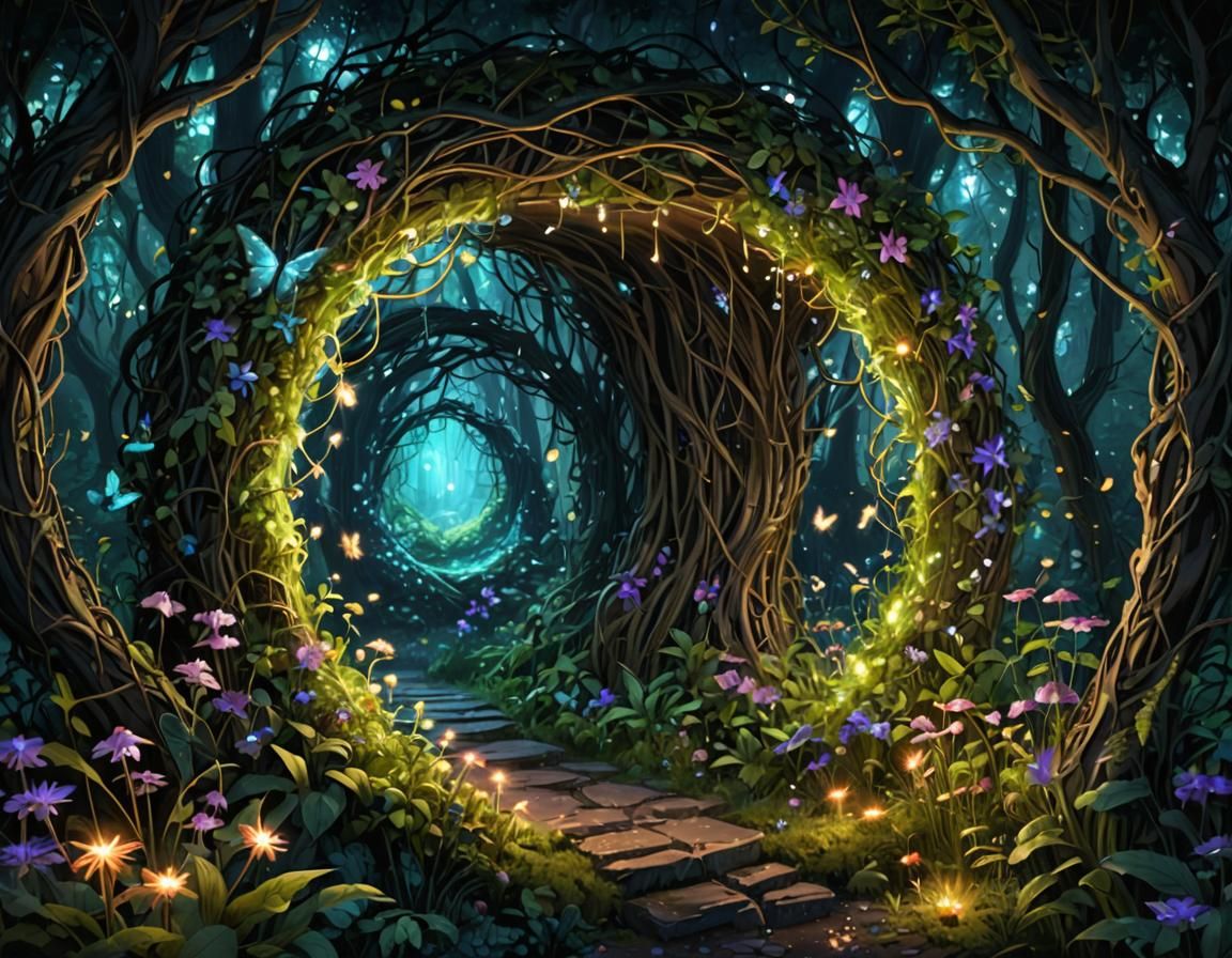Enchanted Portal to a Fairy World in Anime Style