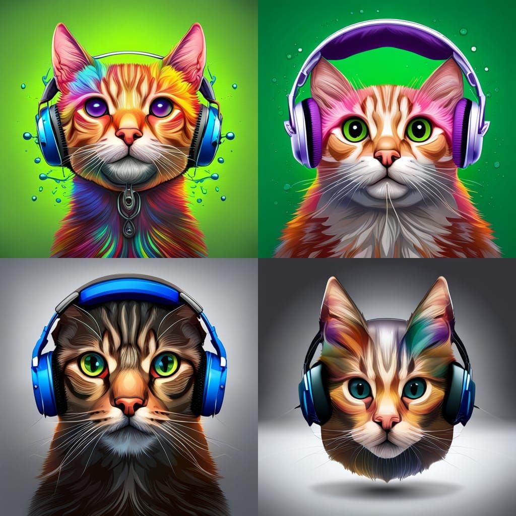 Vectorized Cat with Headset Splash Art