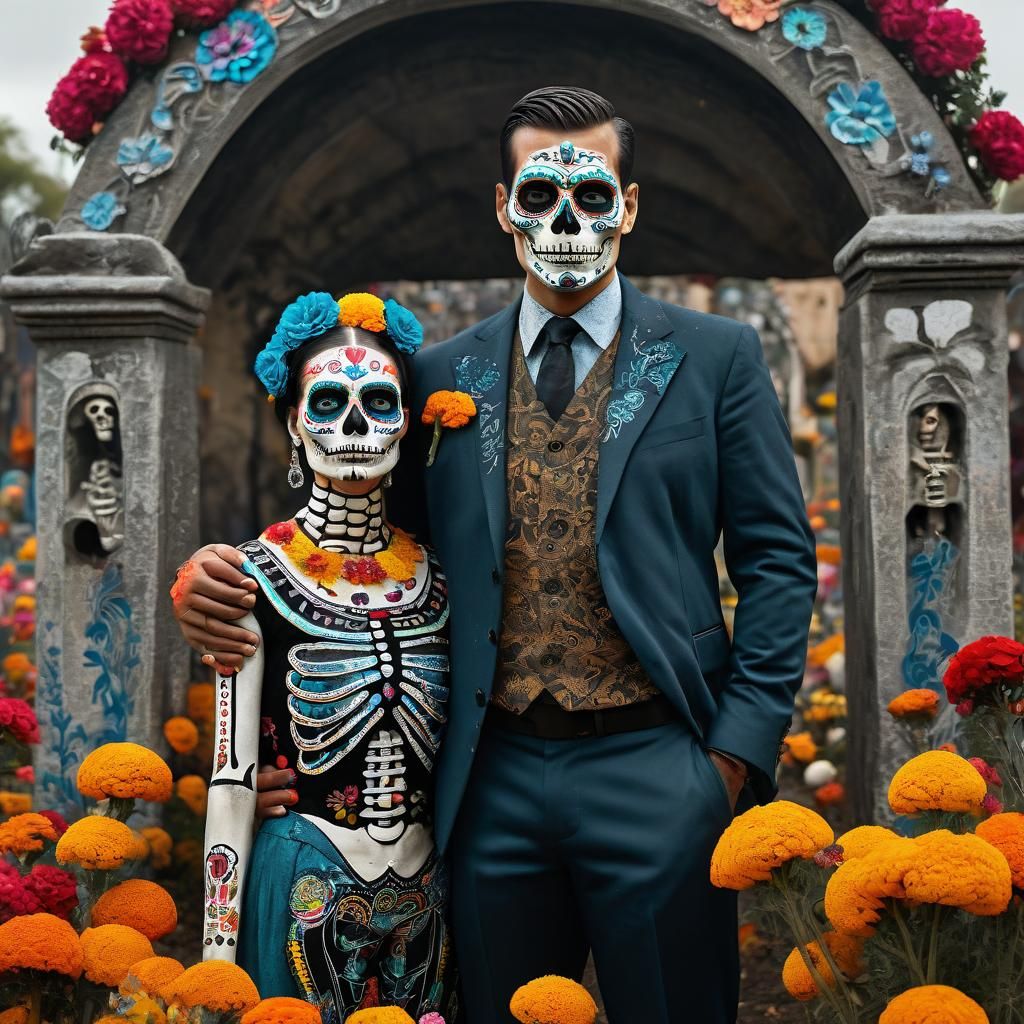 Dia de los Muertos Art: Sugar Skull Graveyard