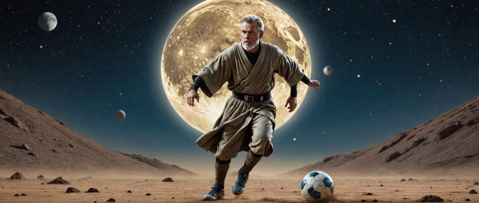 Jedi Master Plays Soccer on the Moon